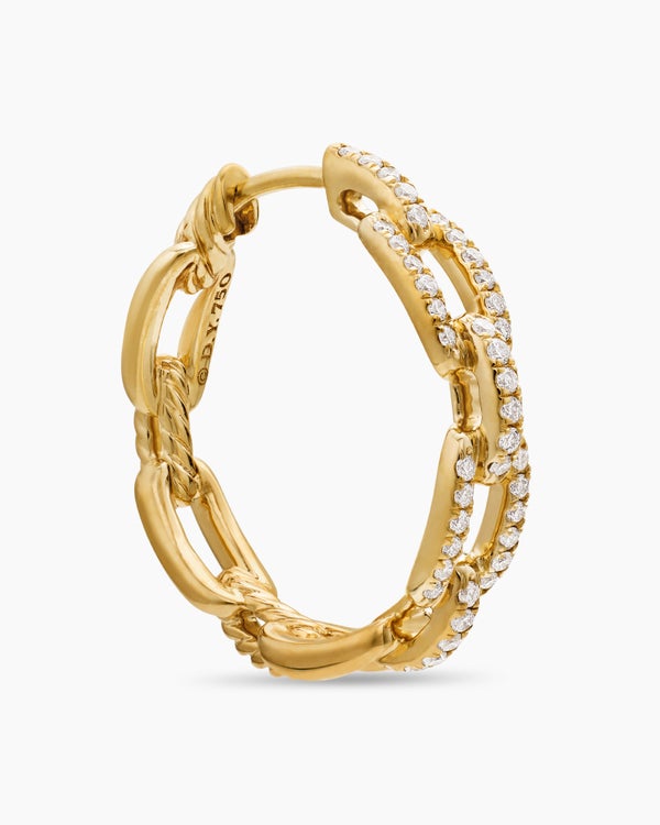 Stax Chain Link Hoop Earrings in 18K Yellow Gold with Diamonds, 23.8mm