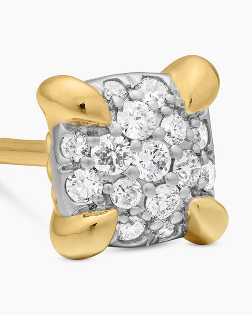 Womens Petite Chatelaine® Stud Earrings in 18ct Yellow Gold with Pavé Diamonds, 5mm