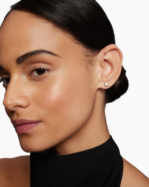 Womens Petite Chatelaine® Stud Earrings in 18ct Yellow Gold with Pavé Diamonds, 5mm