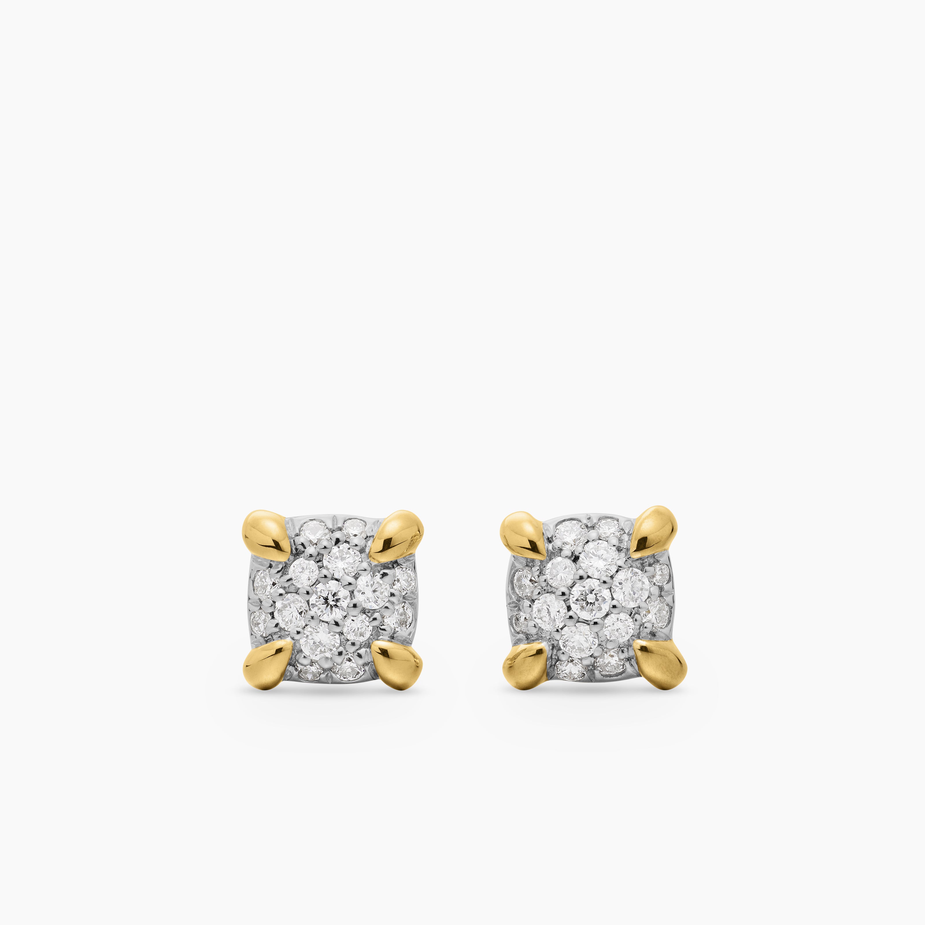 Womens Petite Chatelaine&reg; Stud Earrings in 18K Yellow Gold with Pav&eacute; Diamonds, 5mm