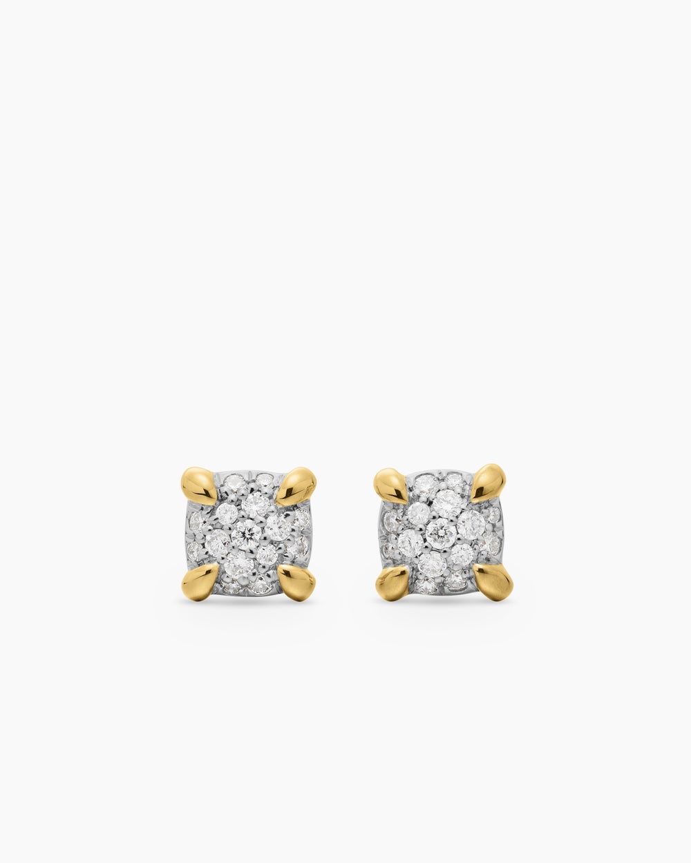 Womens Petite Chatelaine® Stud Earrings in 18K Yellow Gold with Pavé Diamonds, 5mm