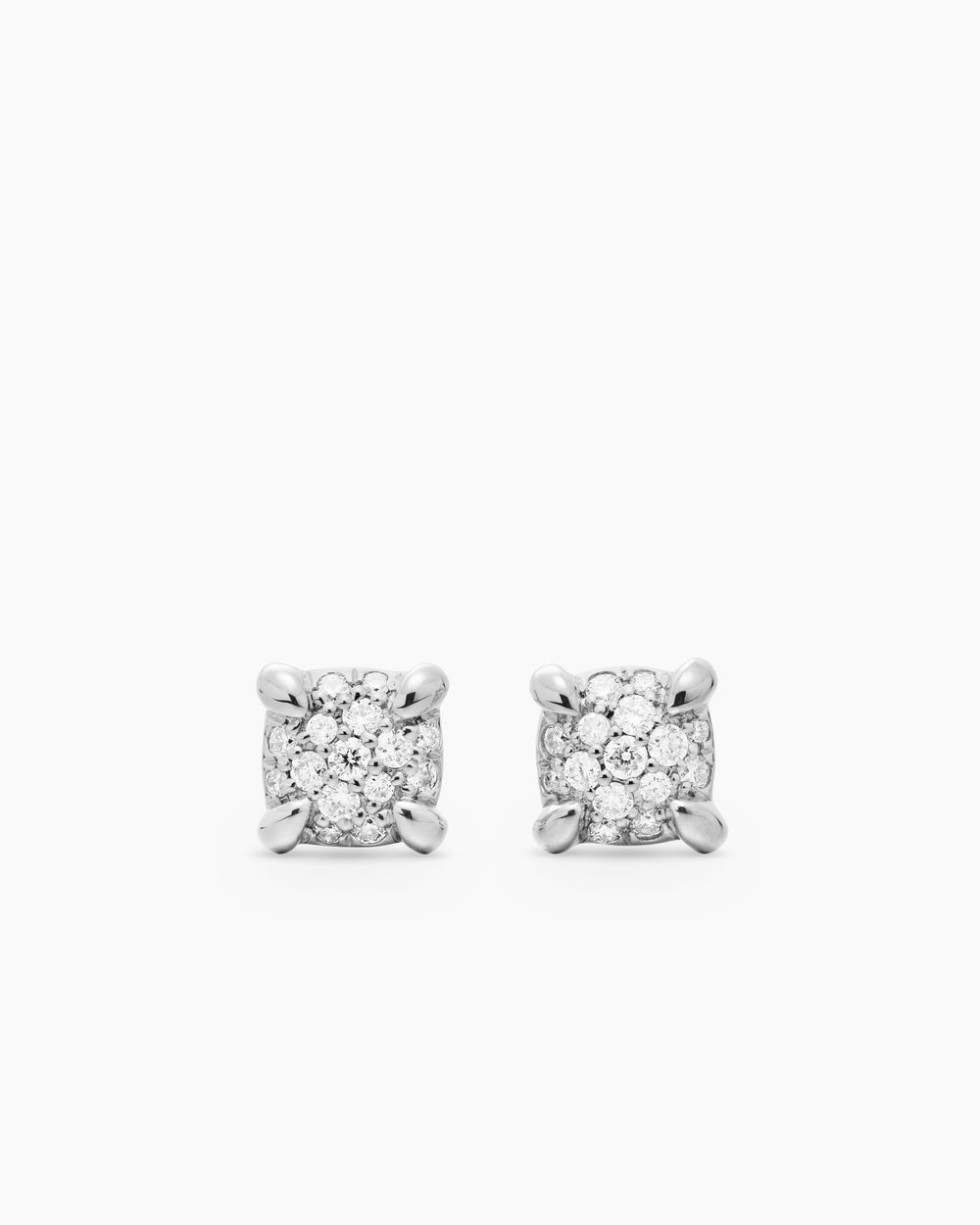 Womens Petite Chatelaine® Stud Earrings in 18K White Gold with Pavé Diamonds, 5mm