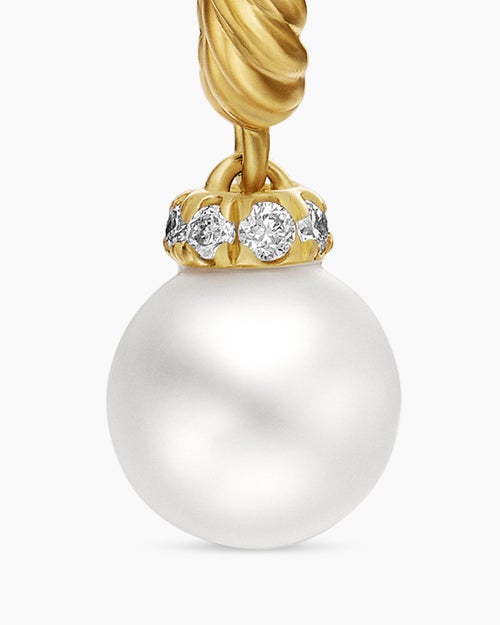 Dormeuses de petite taille Solari en or jaune 18 carats avec perles et diamants, 17,2 mm