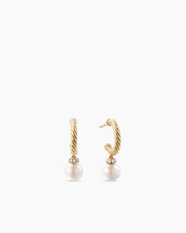 Petite Solari Drop Earrings in 18K Yellow Gold with Pearls and Diamonds, 17.2mm