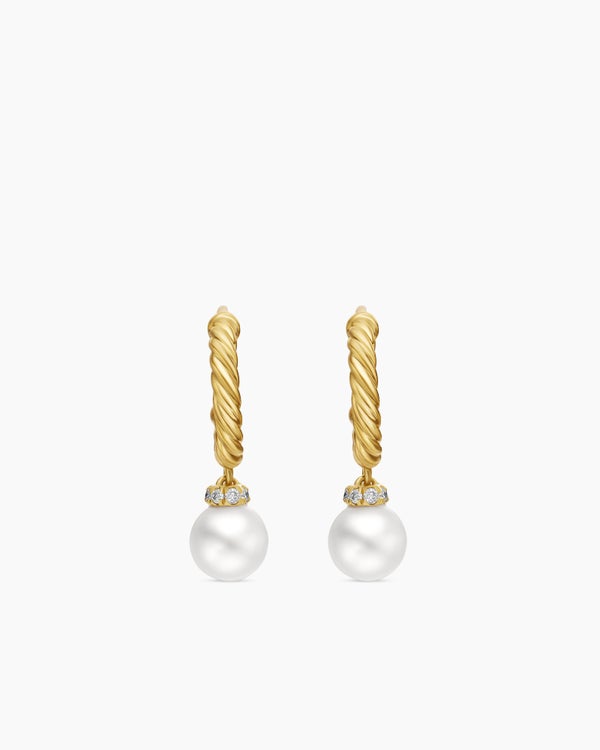 Petite Solari Drop Earrings in 18K Yellow Gold with Pearls and Diamonds, 17.2mm