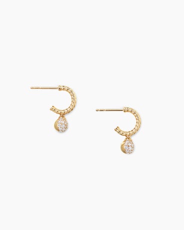 Petite Solari Drop Earrings in 18K Yellow Gold with Pavé Diamonds, 17.2mm