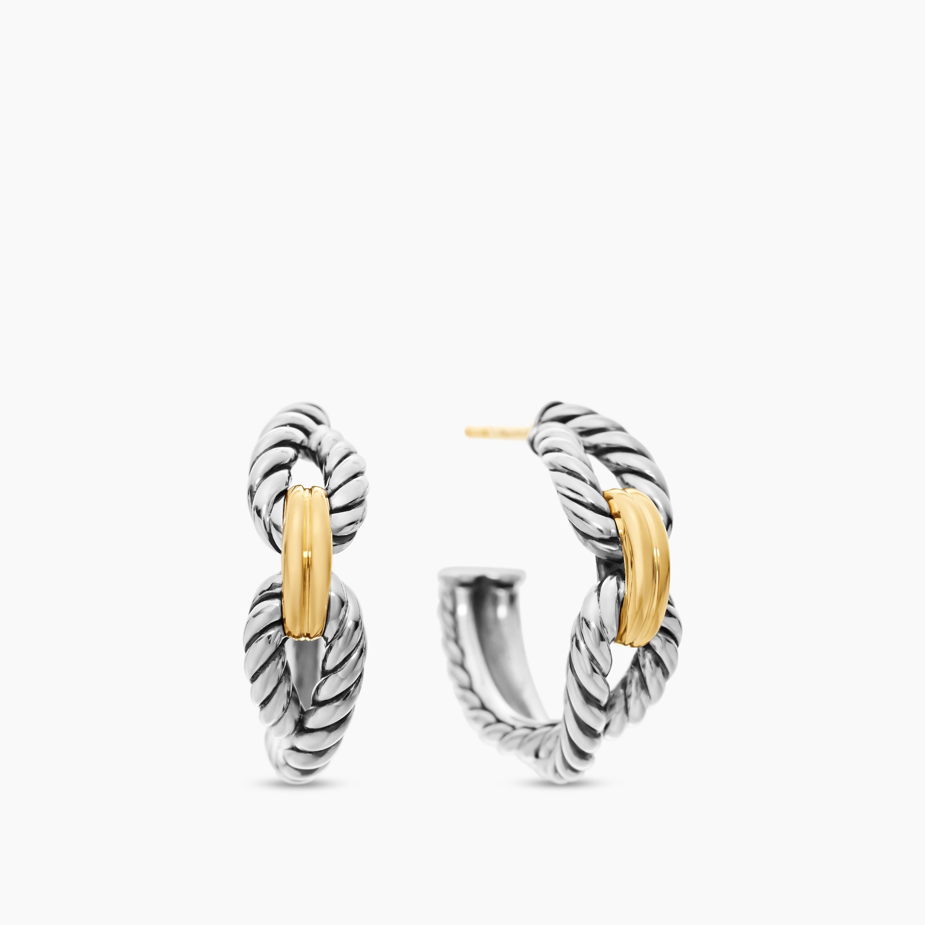 Cr&eacute;oles torsad&eacute;es Cable Loop en argent sterling avec or jaune 18 carats, 22 mm femmes 