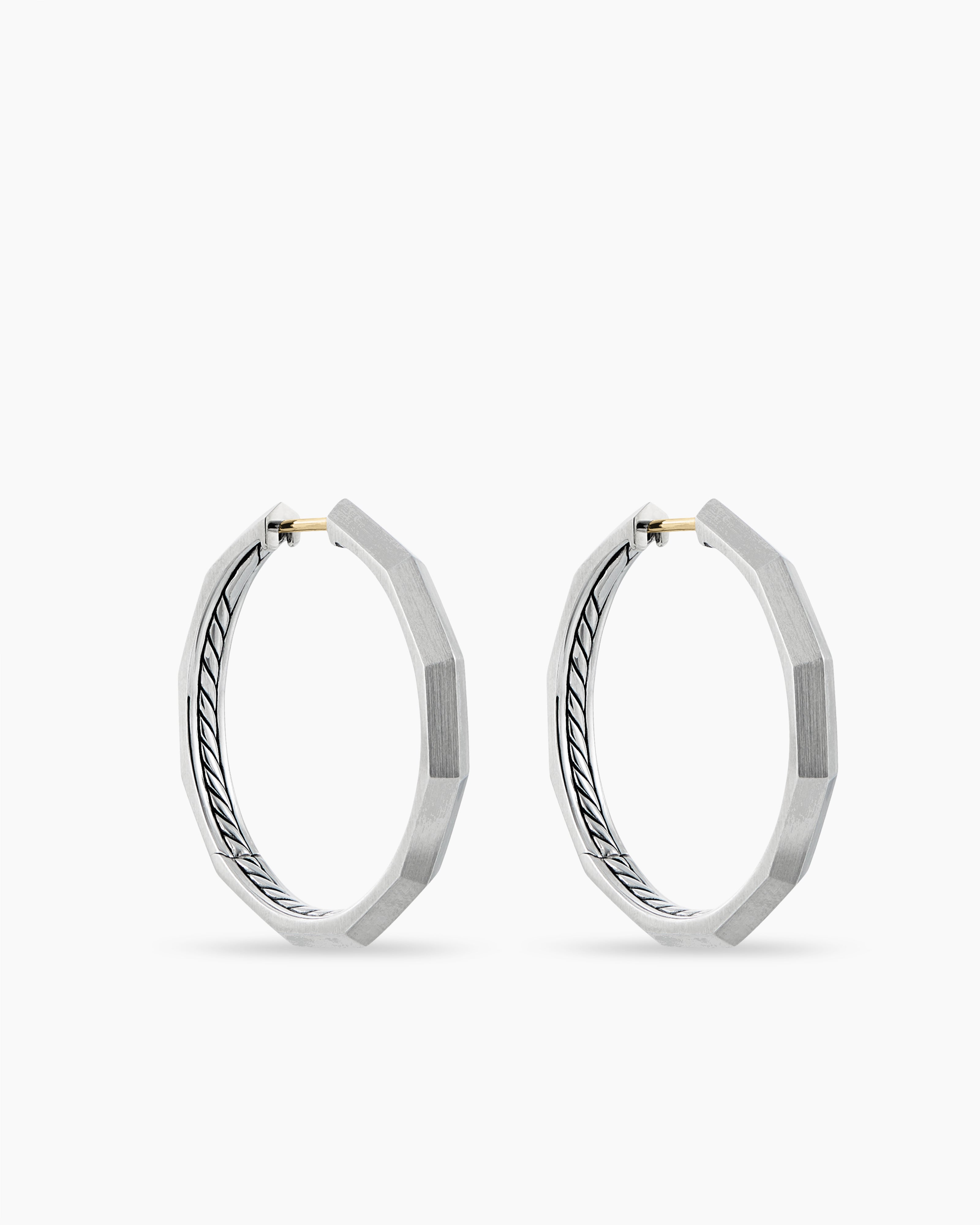 Women's Sterling Silver Hoop Earring with Click Top - Silver (30mm)