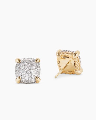 Chatelaine® Stud Earrings in 18K Yellow Gold with Pavé Diamonds, 11mm