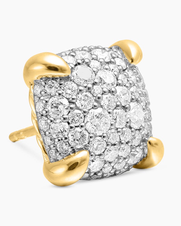 Chatelaine® Stud Earrings in 18K Yellow Gold with Pavé Diamonds, 11mm