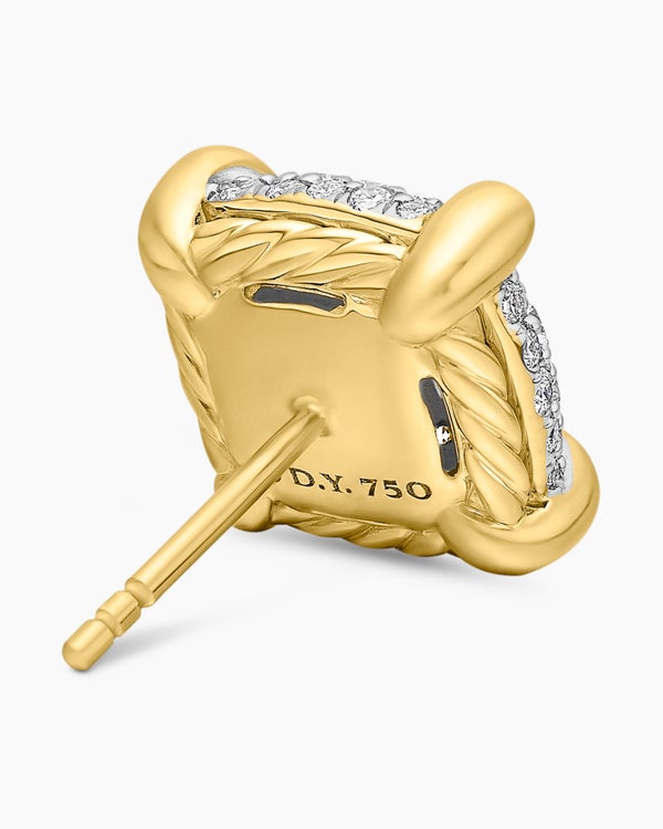 Chatelaine® Stud Earrings in 18K Yellow Gold with Pavé Diamonds, 11mm