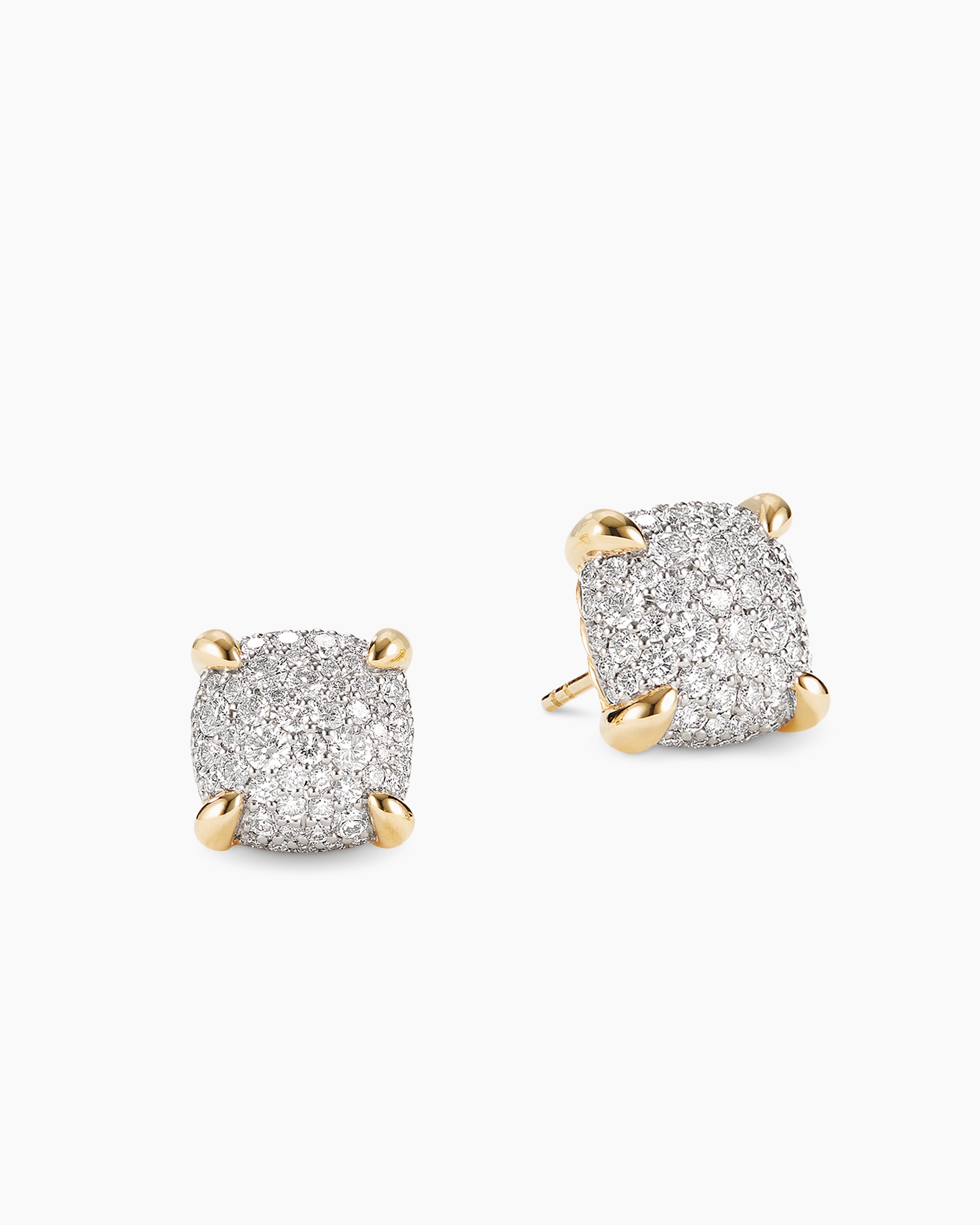 David Yurman Chatelaine Stud Earrings in 18K Yellow Gold with Full Pave Diamonds