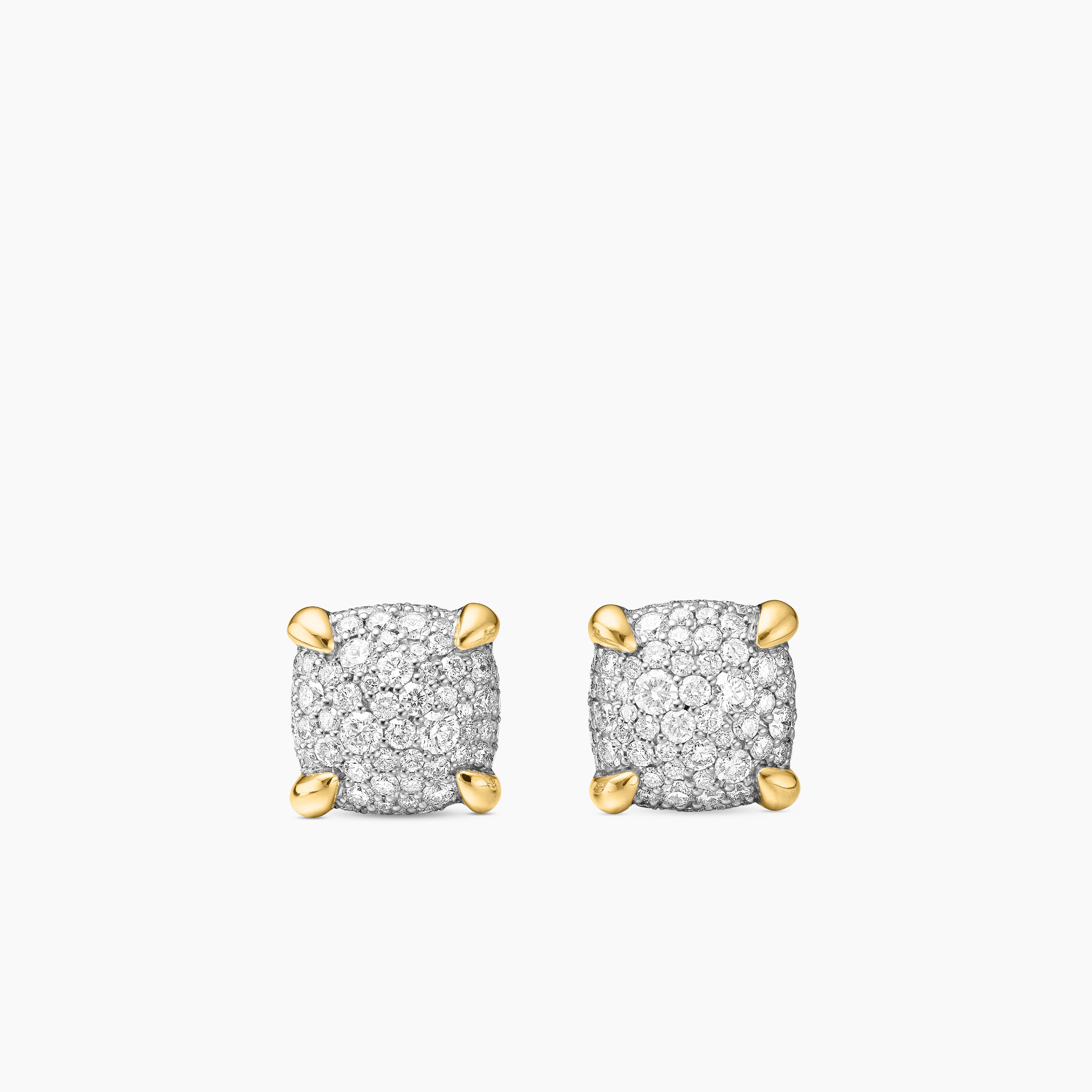 Womens Chatelaine&reg; Stud Earrings in 18K Yellow Gold with Pav&eacute; Diamonds, 11mm