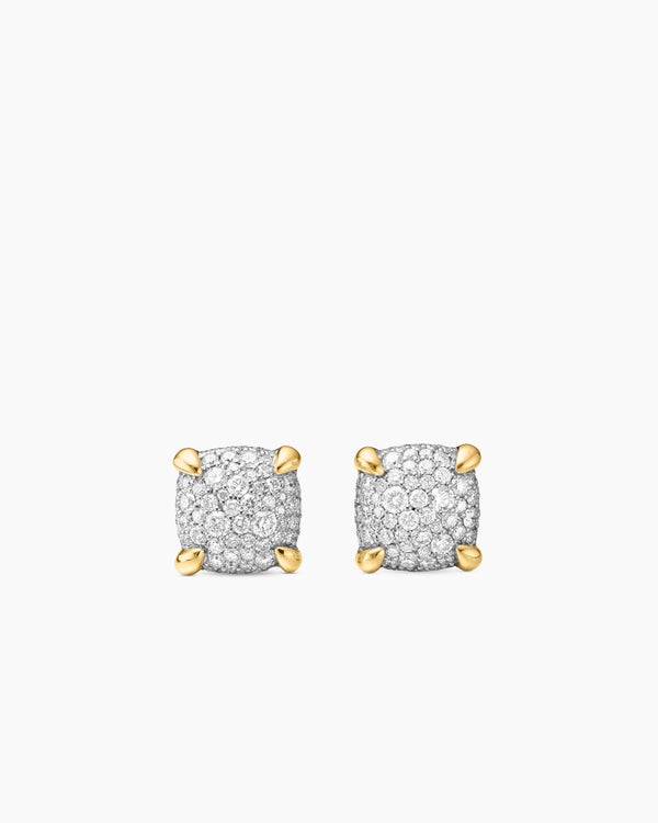Chatelaine® Stud Earrings in 18K Yellow Gold with Pavé Diamonds, 11mm