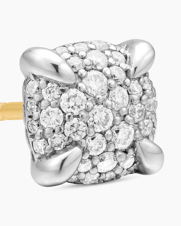 Petite Chatelaine® Stud Earrings in Sterling Silver with Pavé Diamonds, 6.5mm