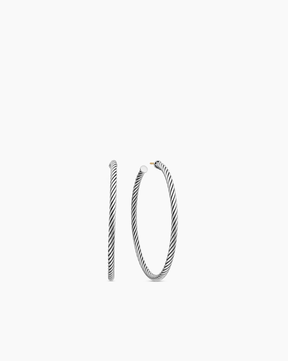 Womens Cable Hoop Earrings in Sterling Silver, 2in