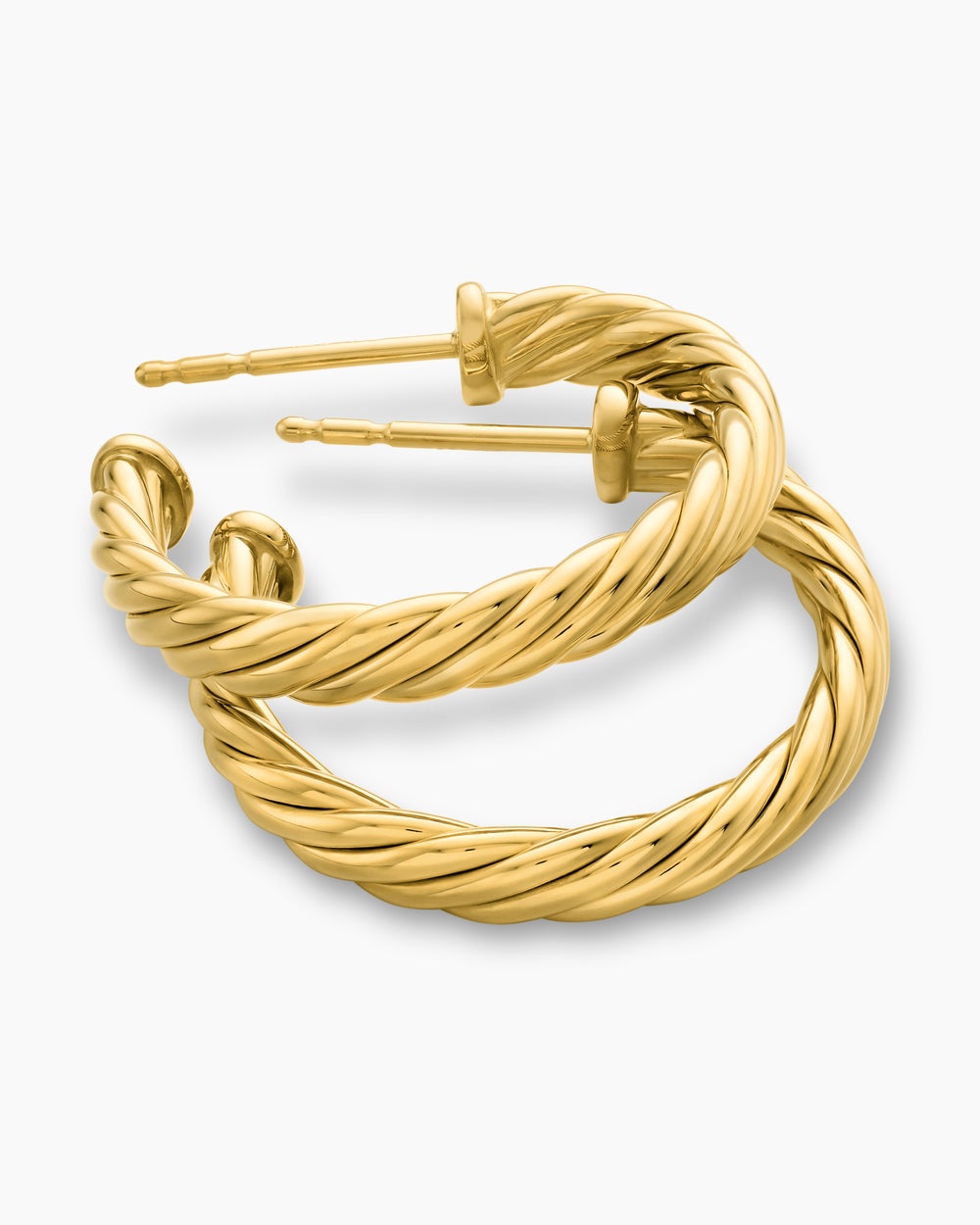Womens Cablespira® Hoop Earrings in 18K Yellow Gold, 3/4in