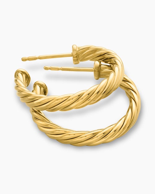 Womens Cablespira® Hoop Earrings in 18K Yellow Gold, 3/4in