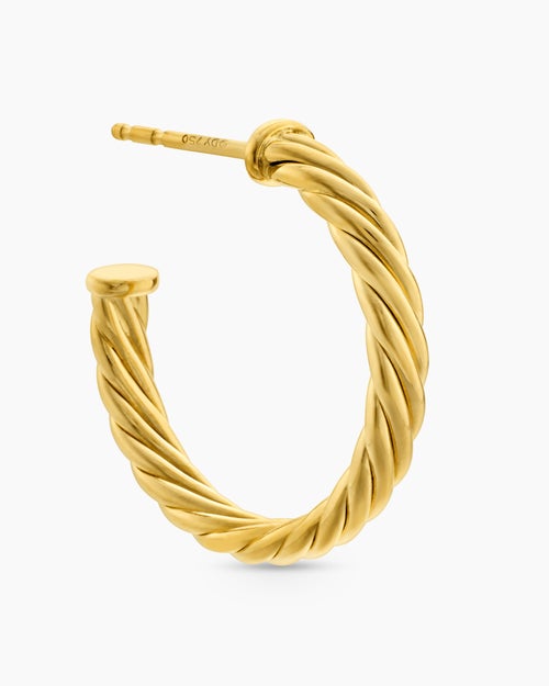 Womens Cablespira® Hoop Earrings in 18K Yellow Gold, 3/4in