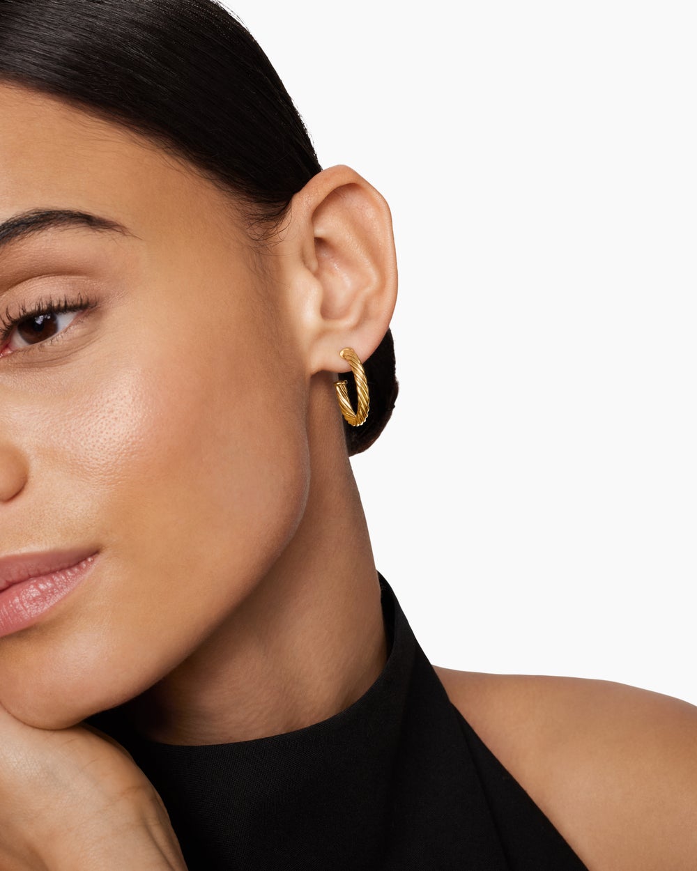 Womens Cablespira® Hoop Earrings in 18K Yellow Gold, 3/4in