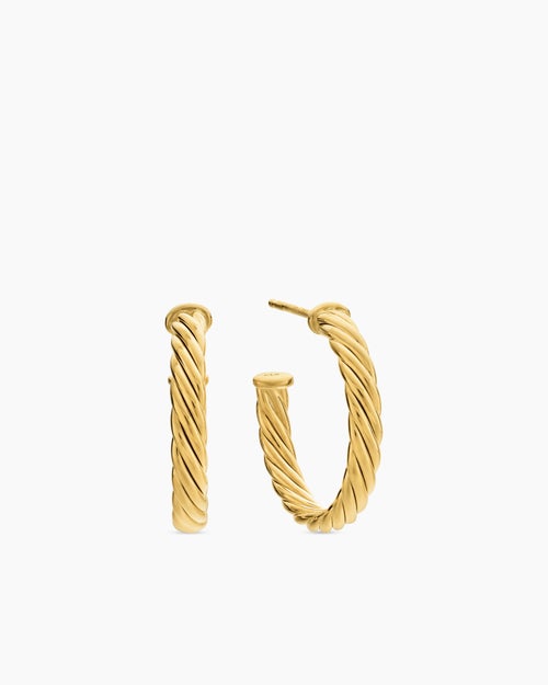 Womens Cablespira® Hoop Earrings in 18K Yellow Gold, 3/4in