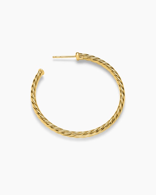 Womens Cablespira® Hoop Earrings in 18K Yellow Gold, 1.5in