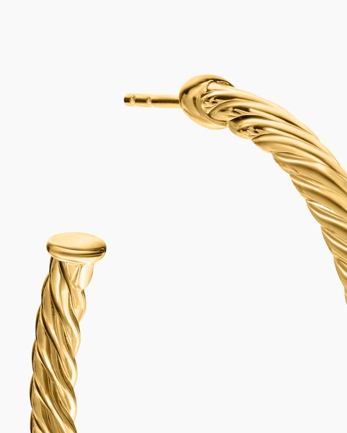 Womens Cablespira® Hoop Earrings in 18K Yellow Gold, 1.5in