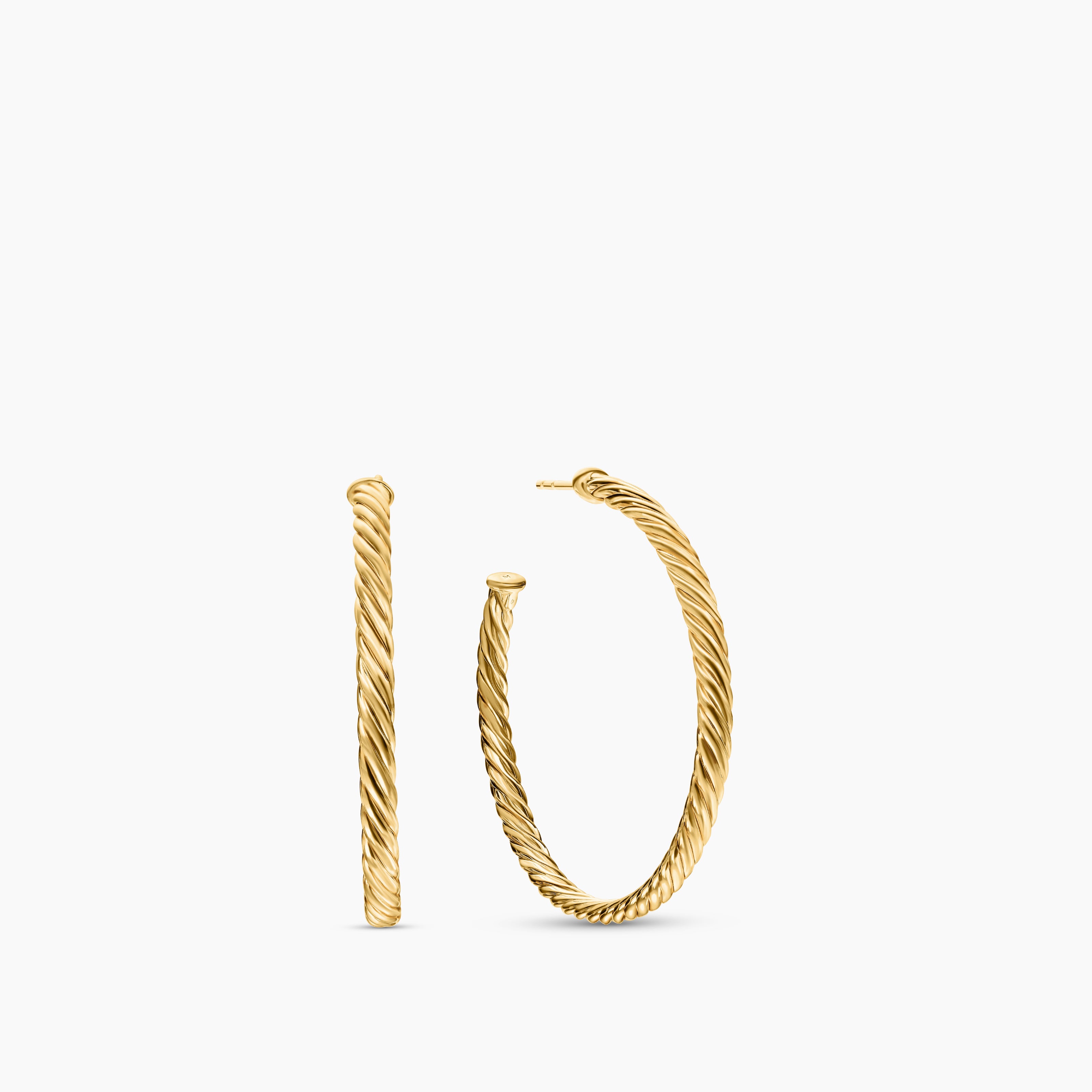 Womens Cablespira&reg; Hoop Earrings in 18K Yellow Gold, 1.5in