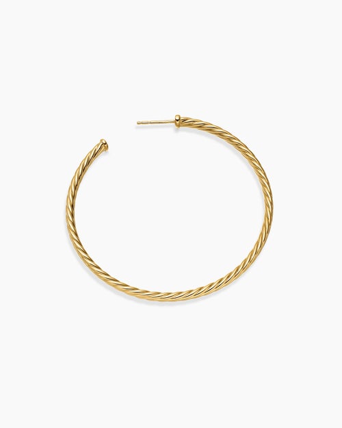 Womens Cablespira® Hoop Earrings in 18K Yellow Gold, 2in
