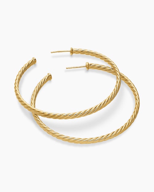 Womens Cablespira® Hoop Earrings in 18K Yellow Gold, 2in