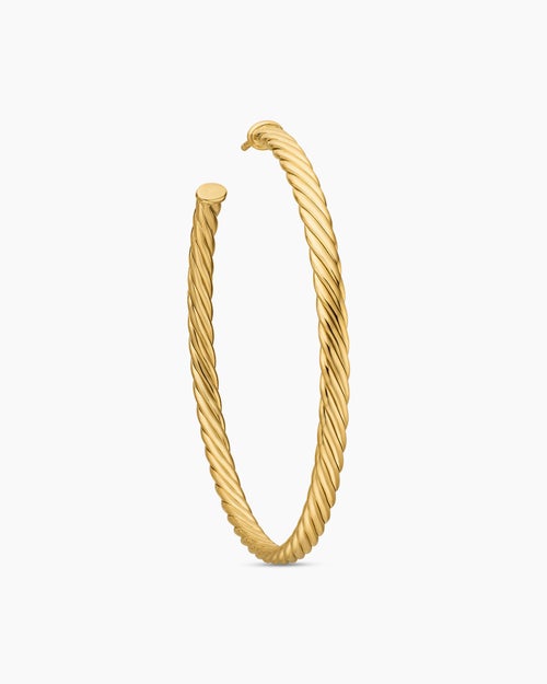 Womens Cablespira® Hoop Earrings in 18K Yellow Gold, 2in