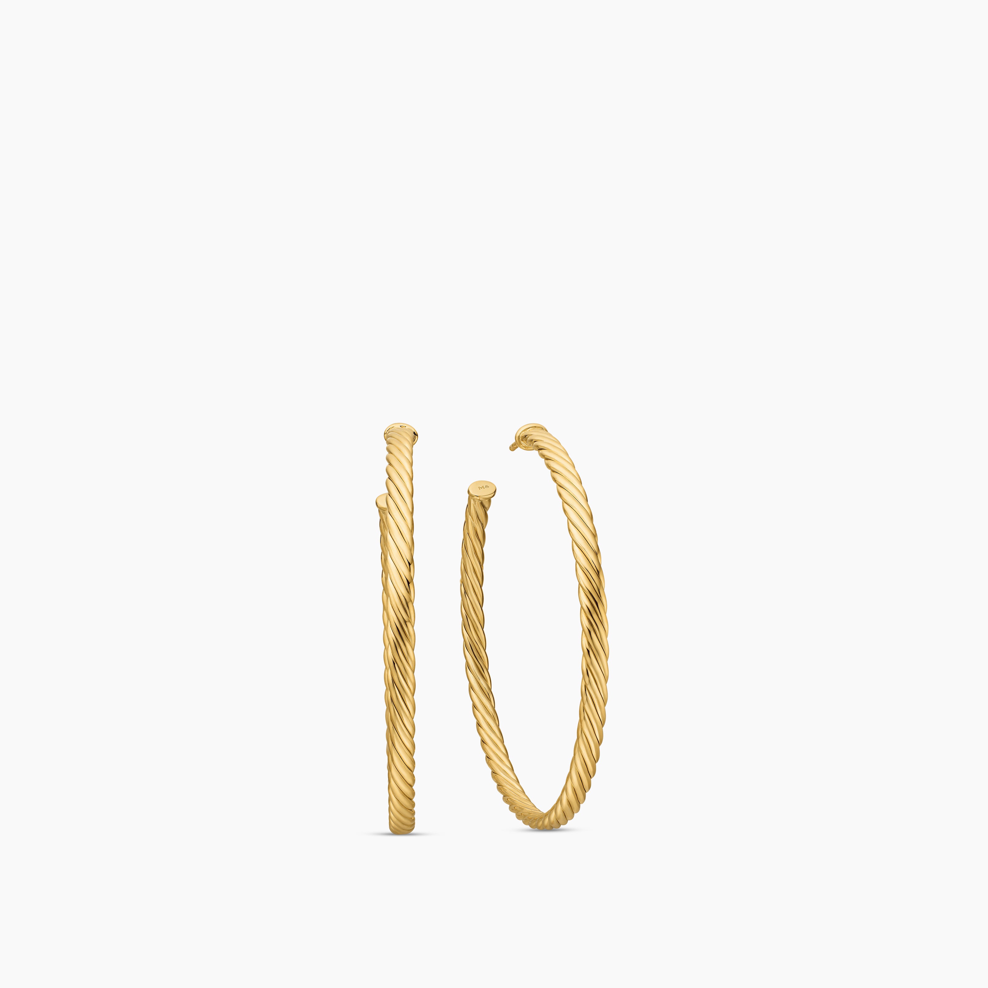Womens Cablespira&reg; Hoop Earrings in 18K Yellow Gold, 2in