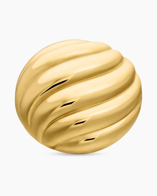 Womens Sculpted Cable Stud Earrings in 18K Yellow Gold, 20mm