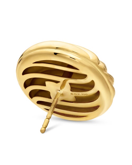 Womens Sculpted Cable Stud Earrings in 18K Yellow Gold, 20mm