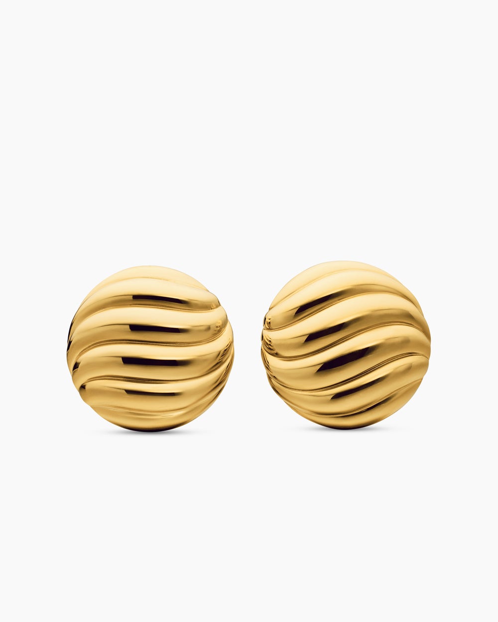 Womens Sculpted Cable Stud Earrings in 18K Yellow Gold, 20mm