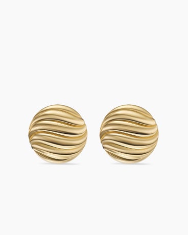 Sculpted Cable Stud Earrings in 18K Yellow Gold, 20mm