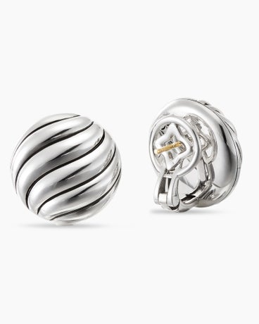 Sculpted Cable Stud Earrings in Sterling Silver, 20mm