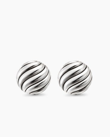 Sculpted Cable Stud Earrings in Sterling Silver, 20mm