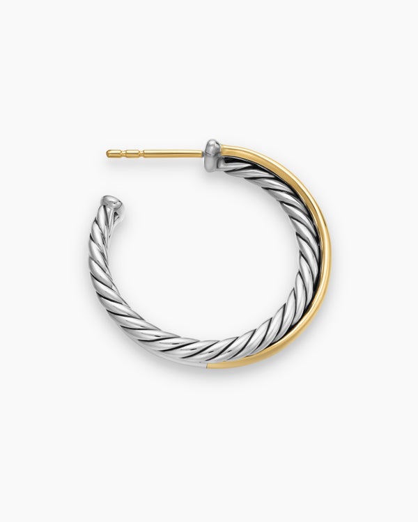 Créoles Crossover en argent massif avec or jaune 18 carats, 26,5 mm