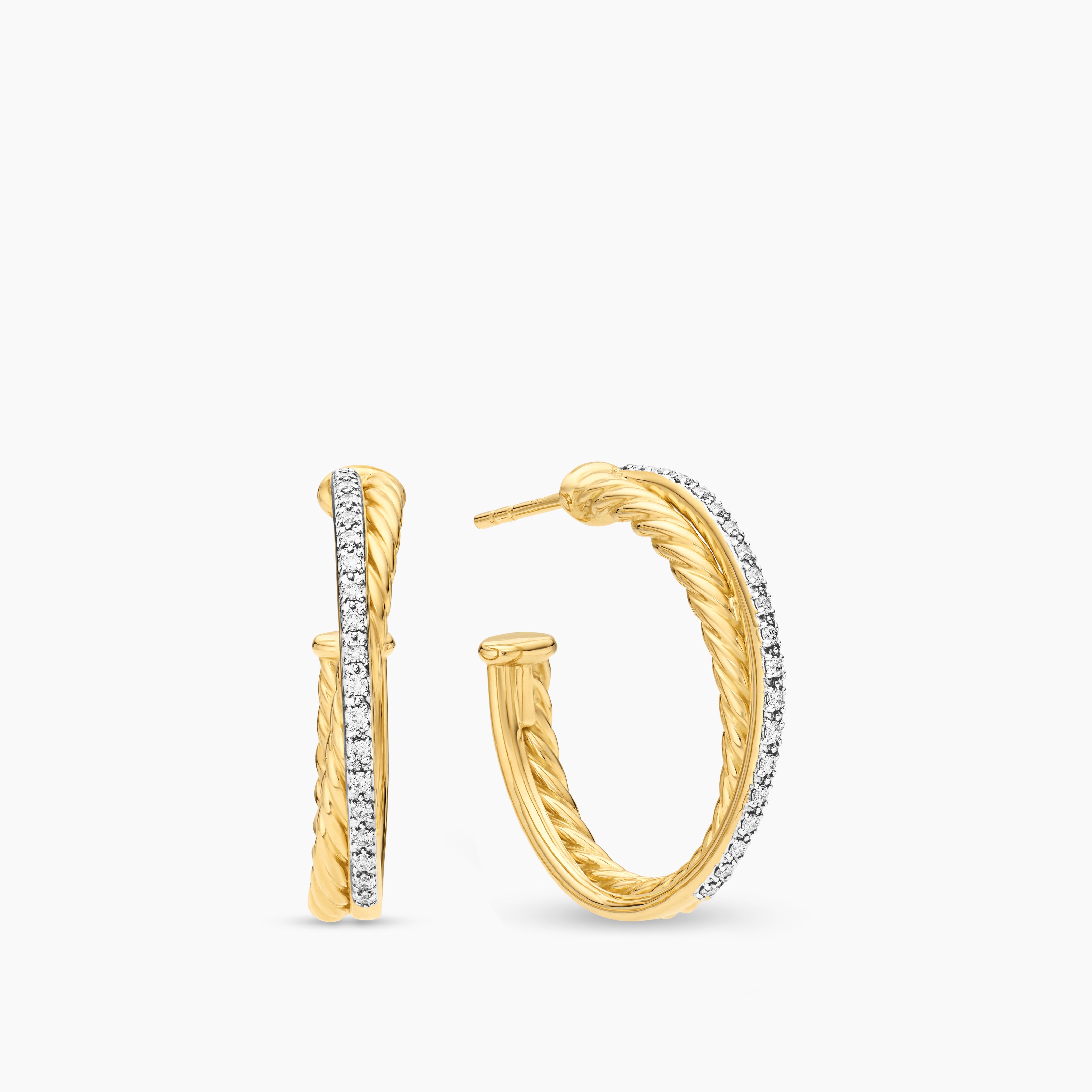 Cr&eacute;oles Crossover en or jaune 18 carats avec diamants, 26,5 mm femme 