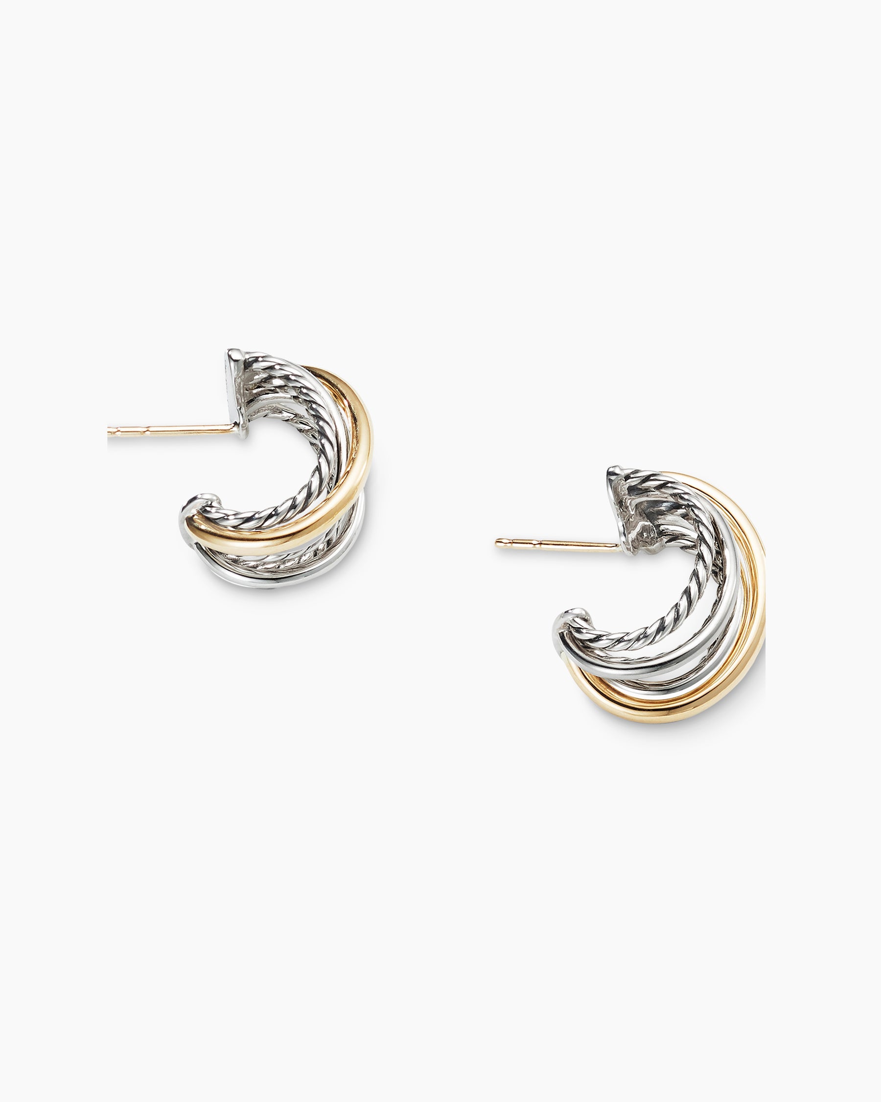 Crossover Shrimp Earrings in Sterling Silver with 18K Yellow Gold, 19.5mm