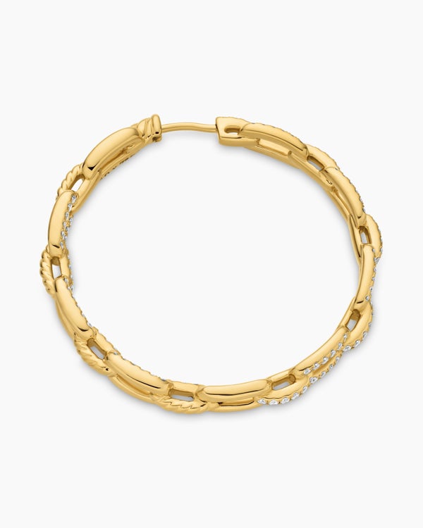 Stax Chain Link Hoop Earrings in 18K Yellow Gold with Diamonds, 37mm