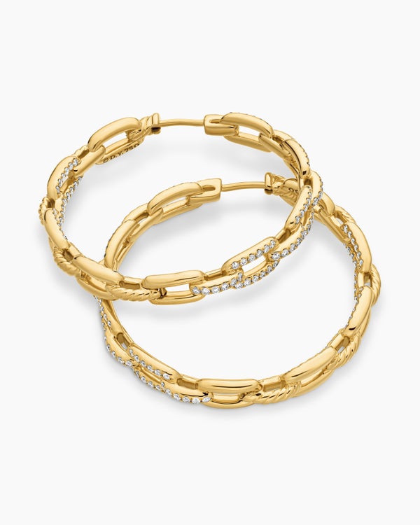Stax Chain Link Hoop Earrings in 18K Yellow Gold with Diamonds, 37mm