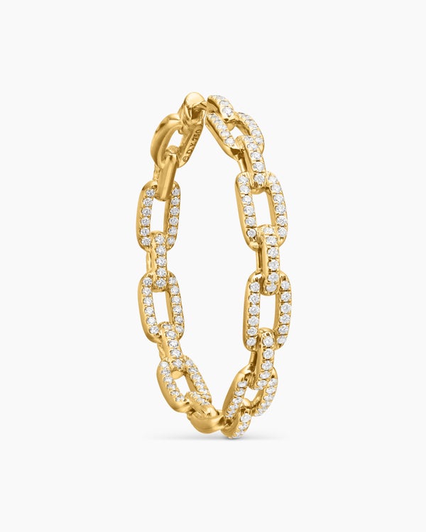 Stax Chain Link Hoop Earrings in 18K Yellow Gold with Diamonds, 37mm