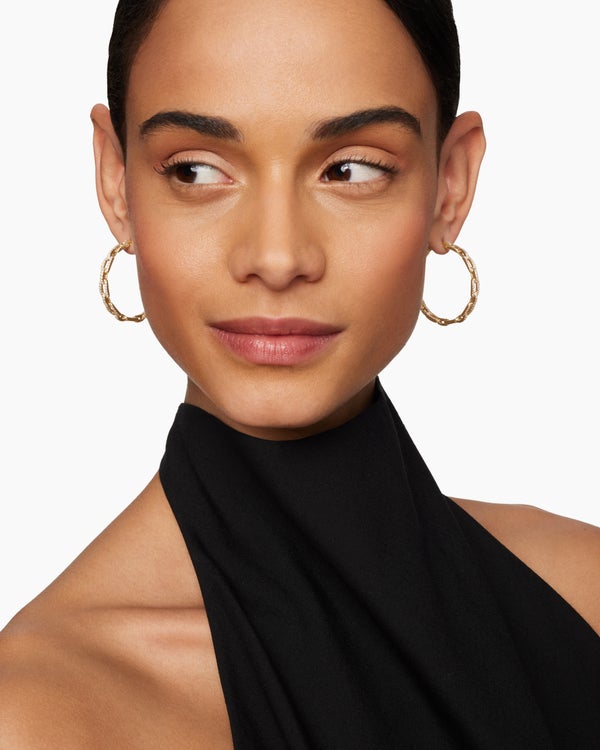 Stax Chain Link Hoop Earrings in 18K Yellow Gold with Diamonds, 37mm