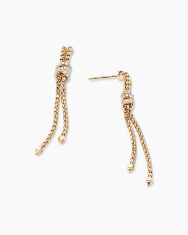Helena Box Chain Drop Earrings in 18K Yellow Gold with Diamonds, 52.8mm
