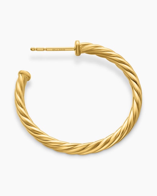 Womens Cablespira® Hoop Earrings in 18K Yellow Gold, 1in