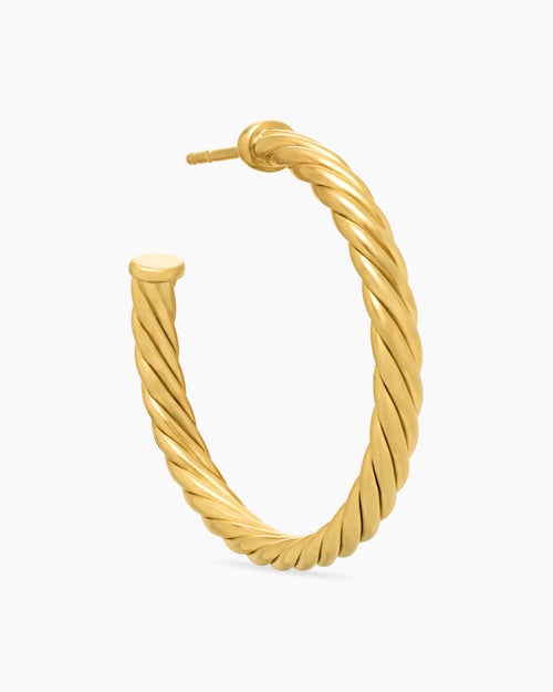 Womens Cablespira® Hoop Earrings in 18K Yellow Gold, 1in