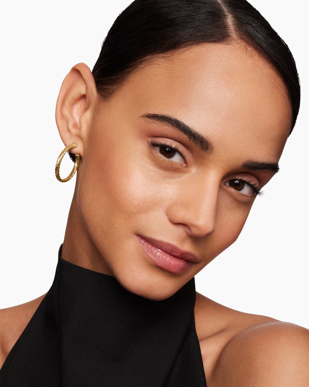 Womens Cablespira® Hoop Earrings in 18K Yellow Gold, 1in