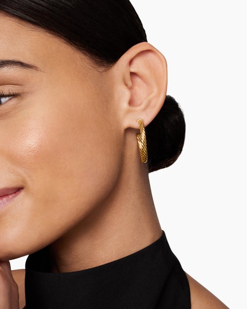 Womens Cablespira® Hoop Earrings in 18K Yellow Gold, 1in